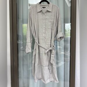 NYDJ Cream Long Sleeve Shirt Dress